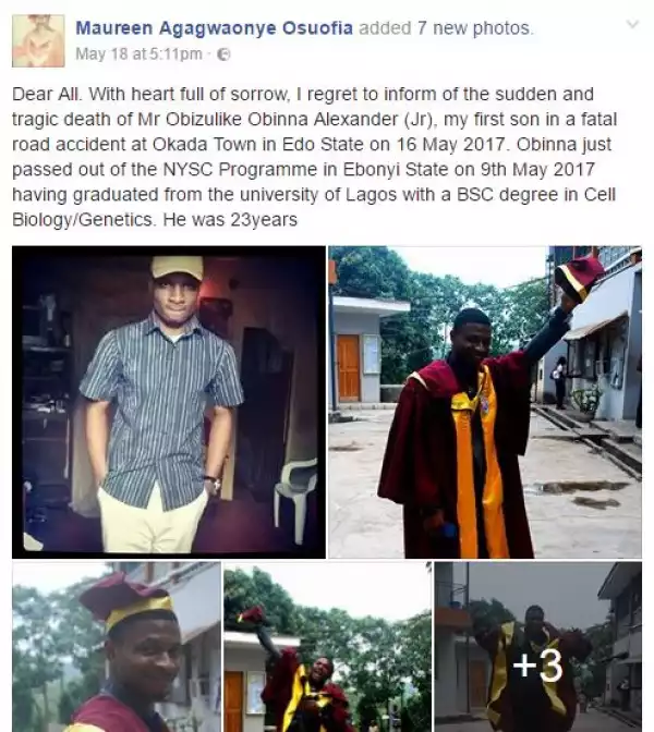 SAD!! Unilag Graduate Dies In Fatal Accident Days After Completing His NYSC